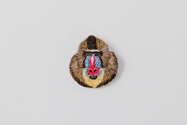 Mandrill/Hand-Embroidered Brooch